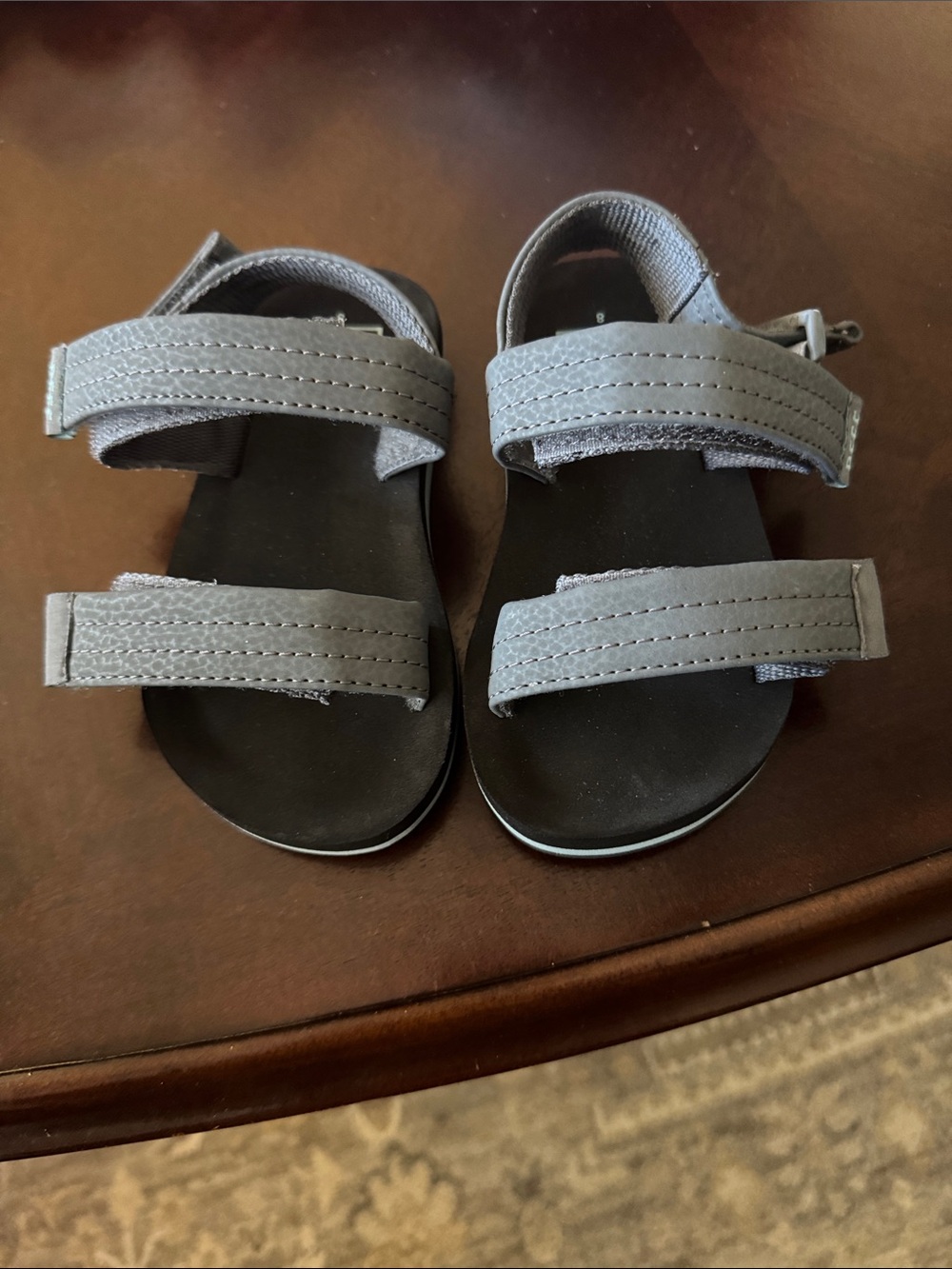Reef Kids Gray Hook-and-Loop Strap Sandals